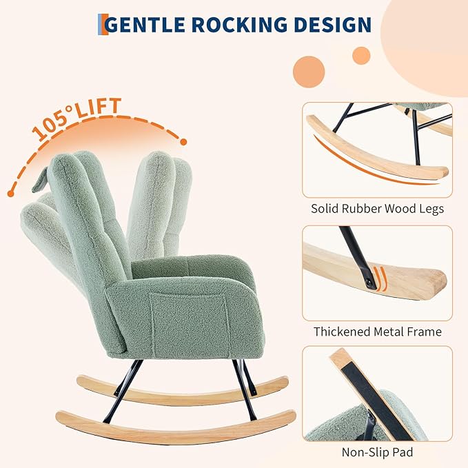 Nursery Rocking Chair, 300Lb Glider Chair - Image 3