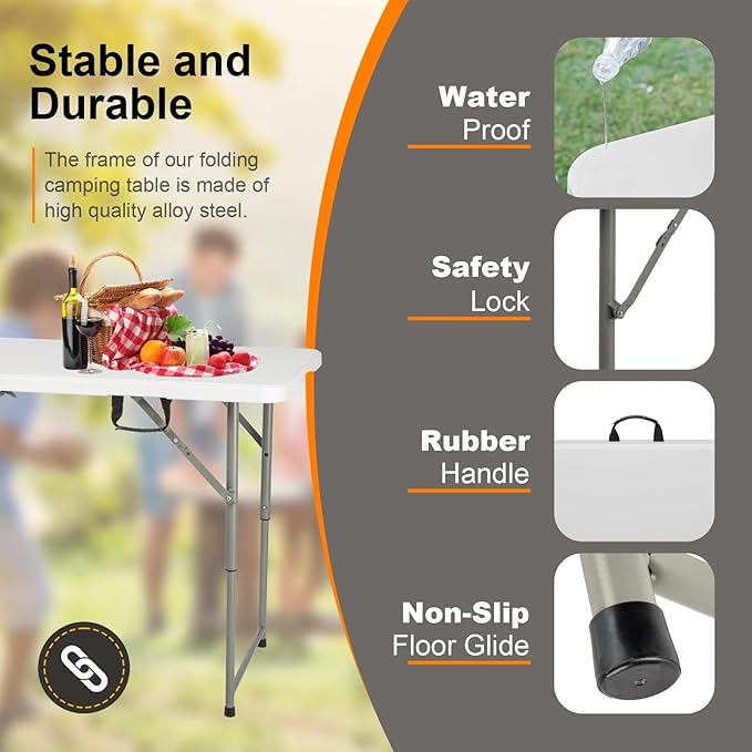 4ft Plastic Folding Table, Kids Folding Activity Table - Image 8