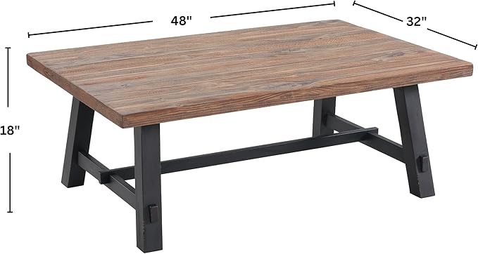 Alaterre Furniture Adam 48-Inch Solid Wood Coffee Table - Image 3