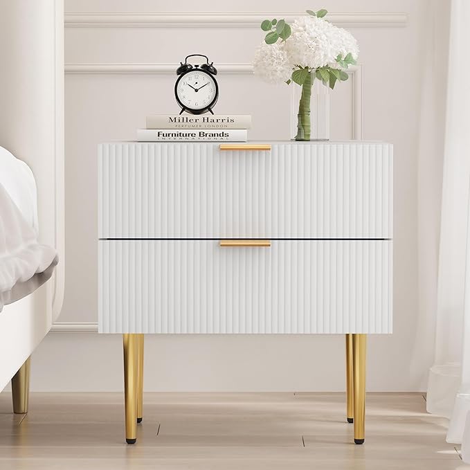 Nightstand, Bedside Table with 2 Drawer, Large Mid Century Modern Nightstand - Image 6