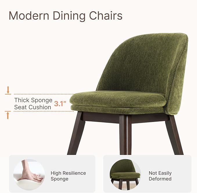 Wooden Dining Chairs Set of 4, Fabric Upholstered Modern Dining Room Chairs - Image 4
