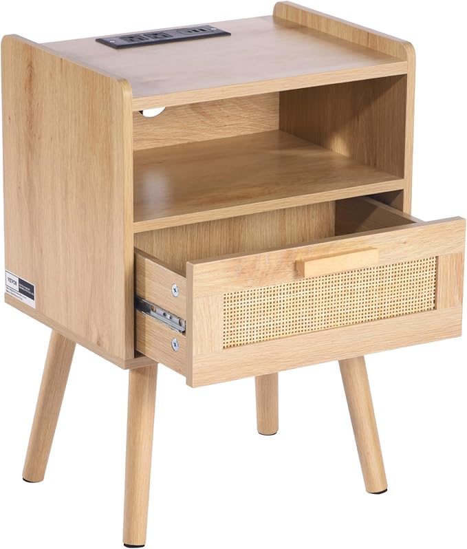 VEVOR Rattan Nightstand, Boho Bedside Table - Image 9