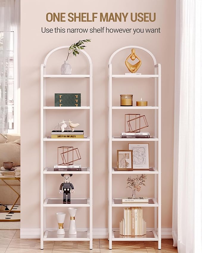 Bookcase Bookshelf, Tempered Glass Bookshelves, Slim Shelving Unit - Image 4