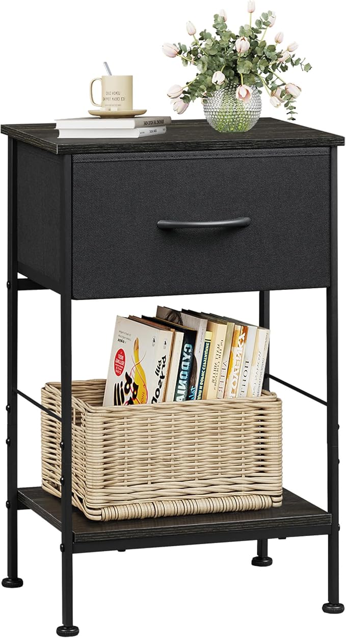 WLIVE Black Nightstand, Bedside Table by WLIVE