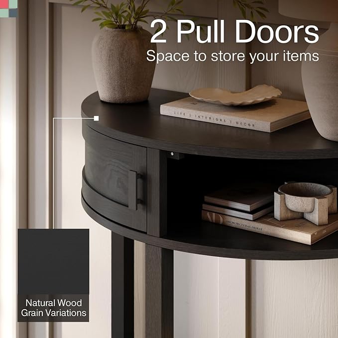 Living Room Furniture Sofa Table Half Moon - 32 in x 15.75 in - Image 5
