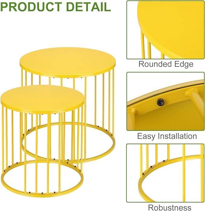 SUNNYPARK Outdoor Side Table Set of 2, Metal Circle Accent End Tables - Image 5