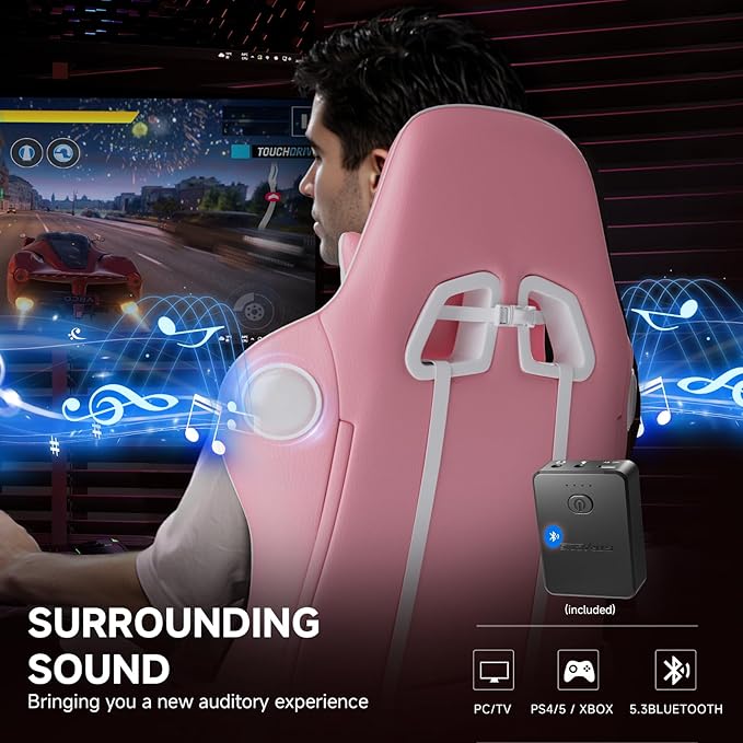GTPLAYER Gaming Chair with Bluetooth Speakers and Footrest, Ergonomic Gamer - Image 5