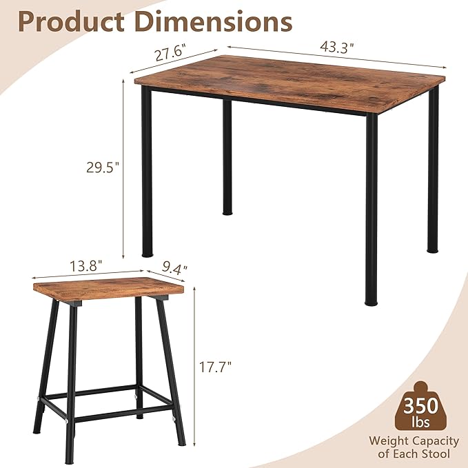 VECELO Kitchen Table and Chairs - Image 2