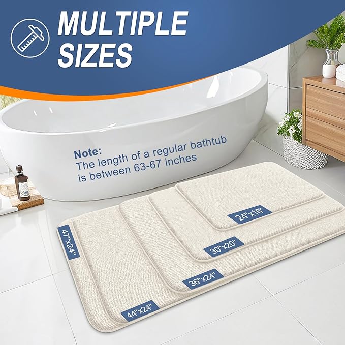 OLANLY Thick Memory Foam Bath Mat Rug 59x24, Extra Soft Absorbent Bathroom Rug - Image 5