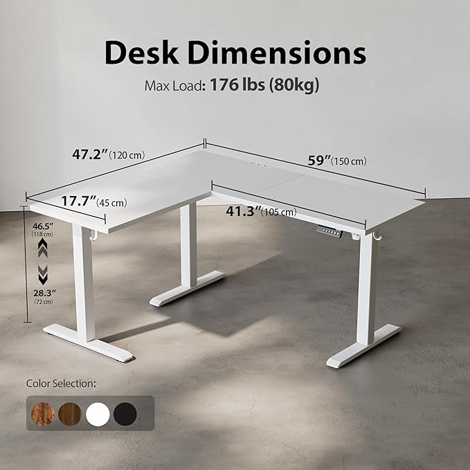 Agilestic 59 Inch L Shaped Standing Desk Adjustable Height, Electric Corner - Image 3