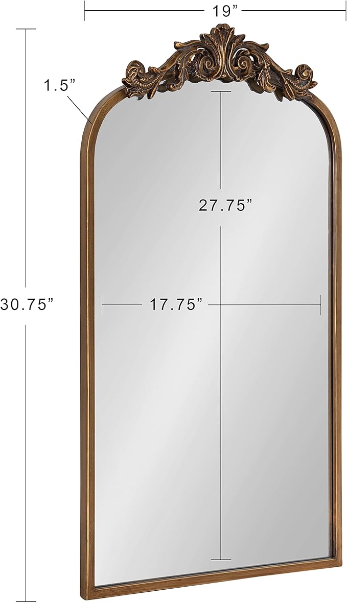 Kate and Laurel Arendahl Traditional Arch Mirror, Baroque Inspired Wall Decor - Image 5