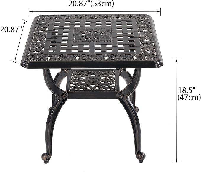 Cast Aluminum Outdoor Side Table, Small Patio Table, Outdoor Coffee Tables - Image 2