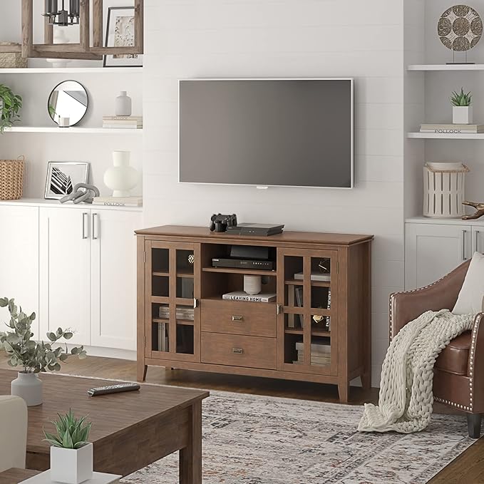 SIMPLIHOME Artisan SOLID WOOD 53 Inch Wide Contemporary TV Media Stand in - Image 2