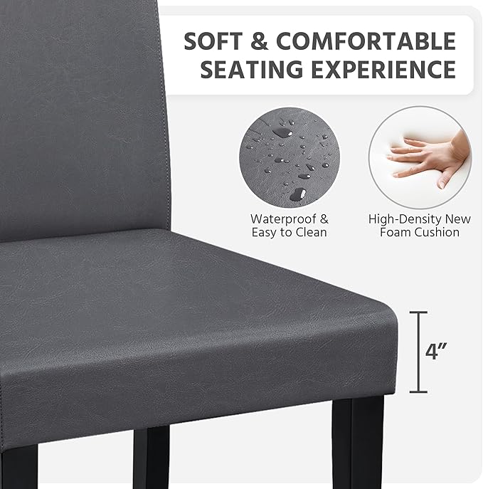 Yaheetech Dining Chairs Set of 4 PU Leather Upholstered Parsons Dining Chairs - Image 5