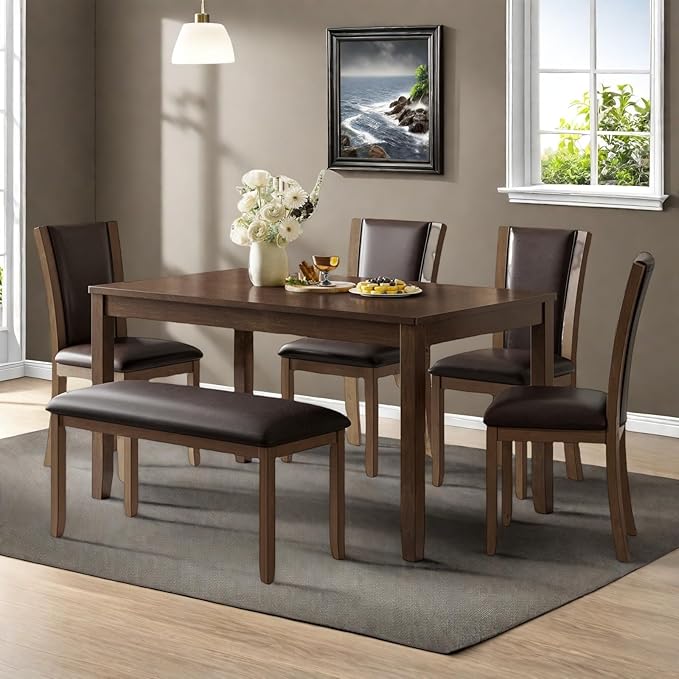 Dining Table Set for 5, 6-Piece Kitchen Table & Chairs Set - Image 5