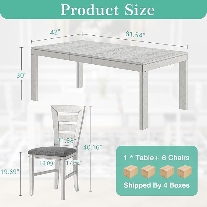 6-Piece Solid Wood Dining Table Set - Image 3