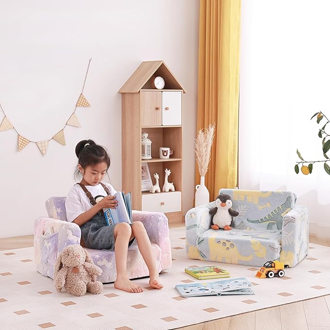 Tiita Kids Sofa, 2-in-1 Kid Sofa, Convertible Children Couch to Lounger - Image 2