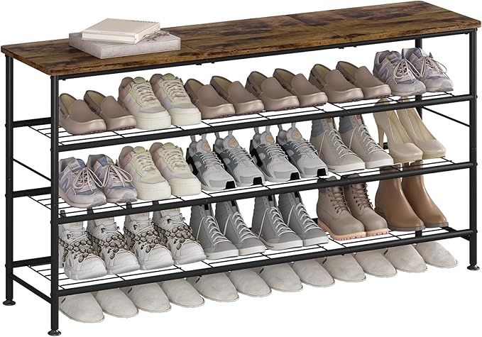 Shoe Rack Organizer 4 Tier for Closet Entryway Free Standing Metal Storage Shoe by MAKELIFESIMPLE