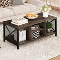 FATORRI Rustic Coffee Table for Living Room, Farmhouse Dark Wood Center Table by FATORRI