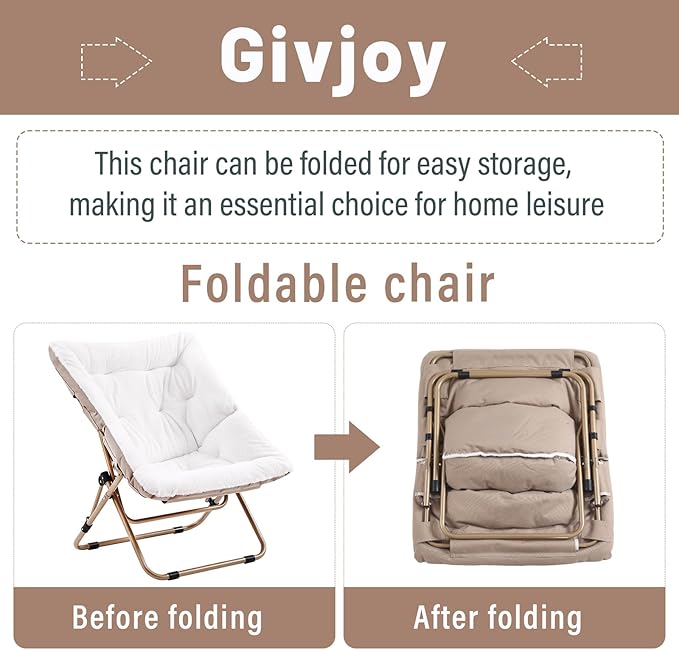Comfy Folded Chair, Soft Faux Fur Oversized Folding Chair, Flexible Lounge Lazy - Image 5