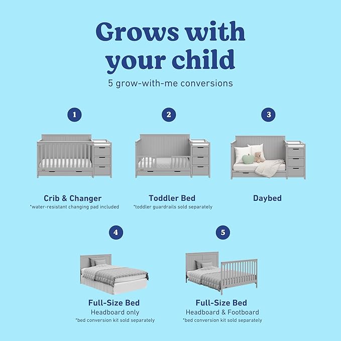 Graco Hadley All-in-One Convertible Crib & Changer – GREENGUARD Gold Certified - Image 4
