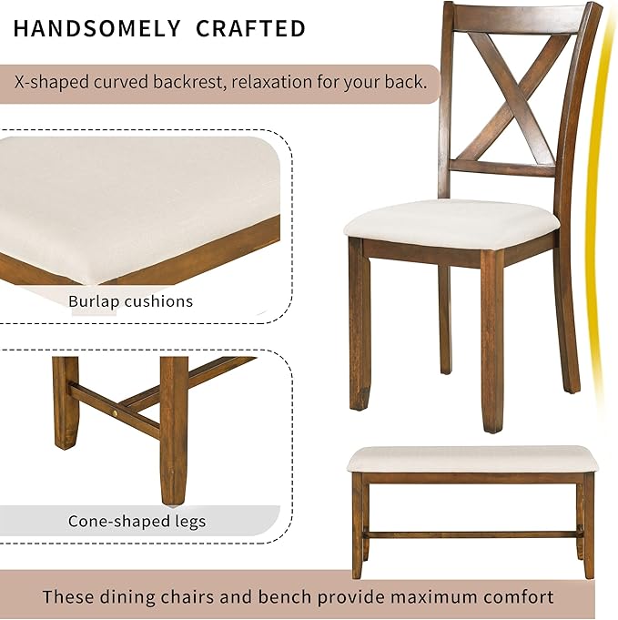 SogesPower 6-Piece Kitchen Dining Table Set - Image 5