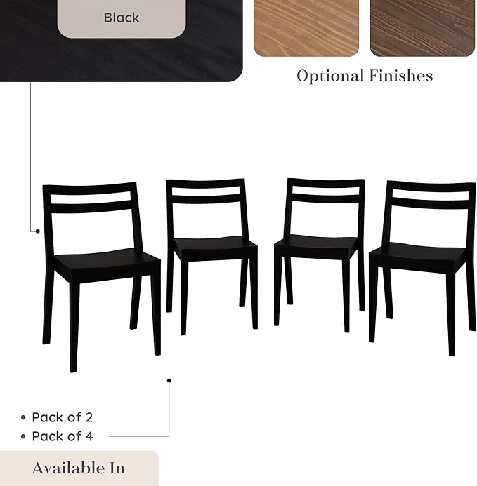 Grain & Grove Davie Dining Room Chairs Set of 4, Solid Wood Modern Kitchen Chair - Image 8
