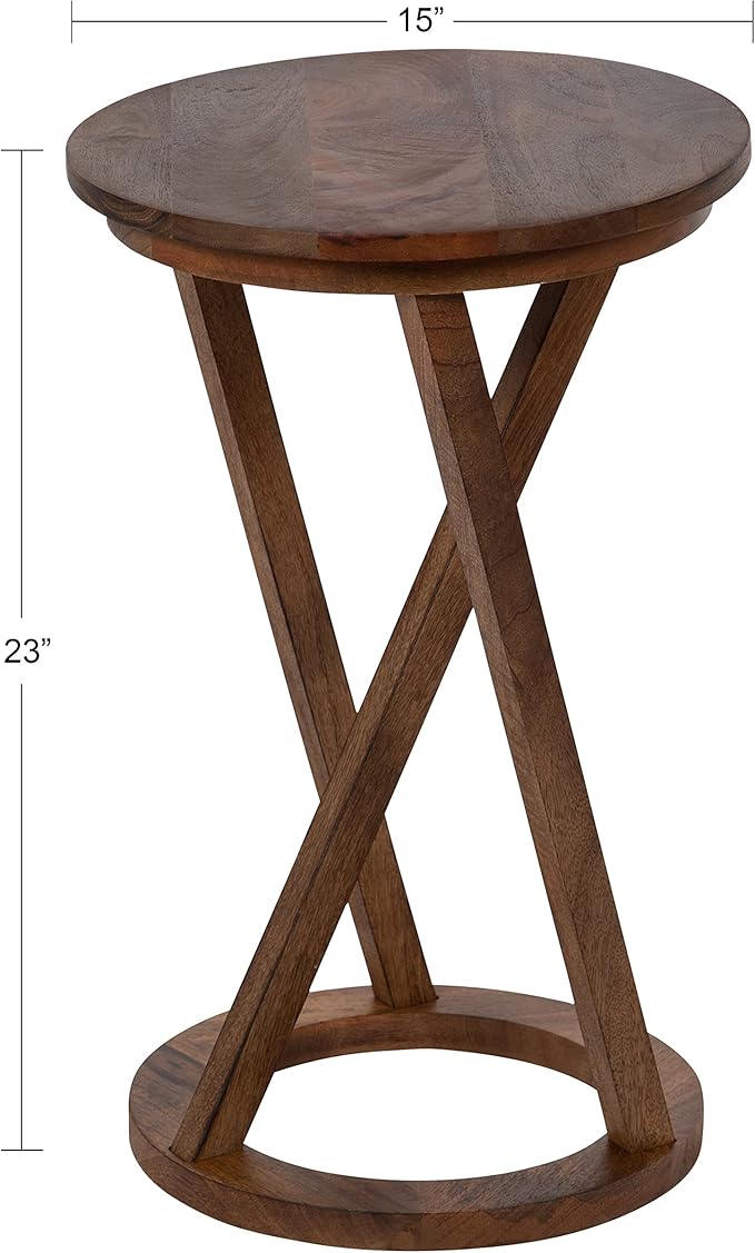 Kate and Laurel Aja Modern Side Table; 15 x 15 x 23; Walnut Brown; Decorative - Image 3