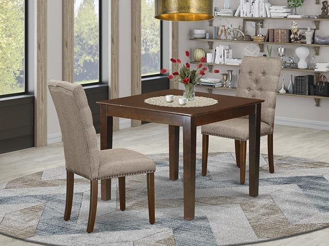 East West Furniture OXEL3-MAH-16 3 Piece Dining Set Contains a Square Dining - Image 6