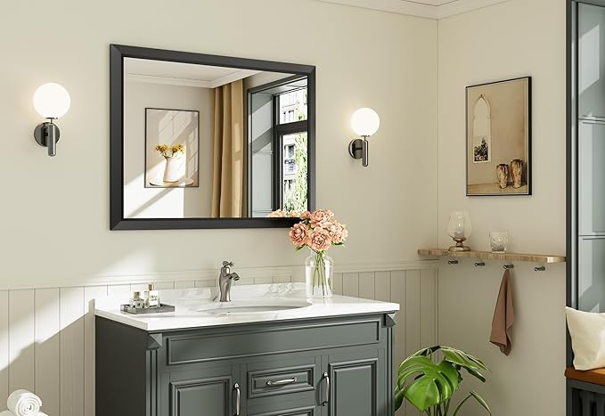 40x30 Inch Black Bathroom Mirror - Image 3