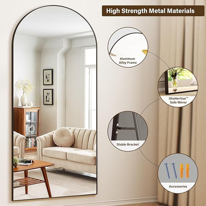 78"x38" Arched Full Length Mirror Floor Mirrors - Image 4
