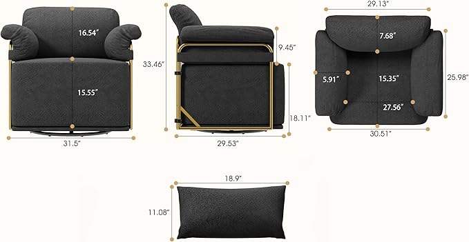 KEIKI Modern Comfy Swivel Accent Reading Chair - Image 2