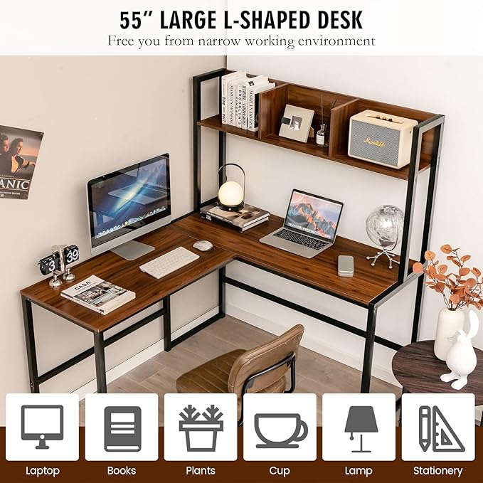 Tangkula Reversible L-Shaped Desk - Image 4