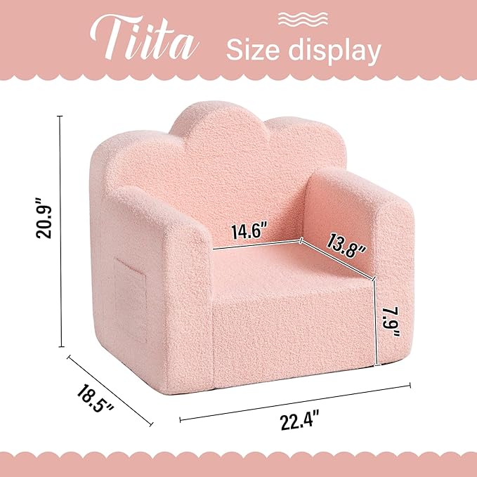 Tiita Kids Couch Sherpa Toddler Chair, Cloud-Like Comfy Kids Sofa Toddler - Image 3