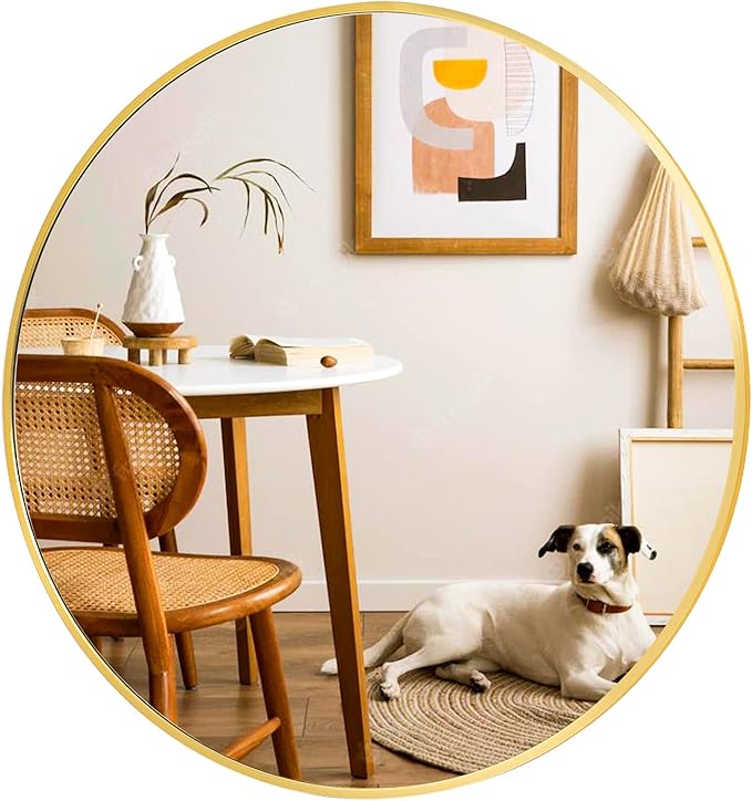Round Mirror 29.6" Black Wall Mounted Circle Mirrors Vanity Mirror - Image 2