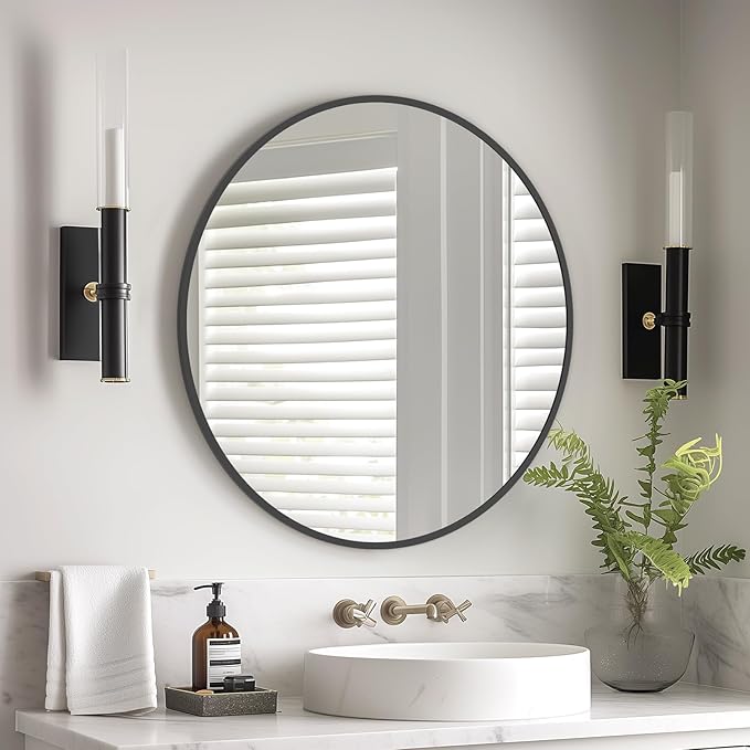 HOMECOOKIN Round Wall Mirror 20" Black Circle Mirror - Image 2