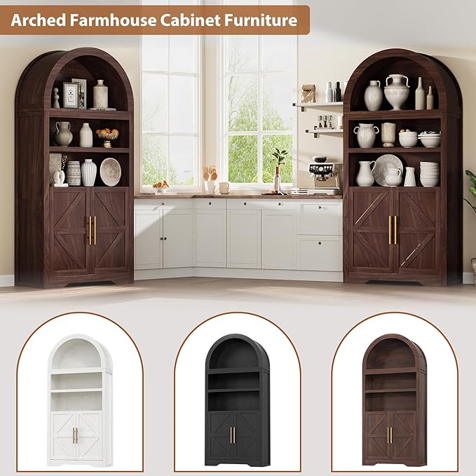 Arched Bookshelf Bookcase China Pantry Storage Cabinet - Image 3