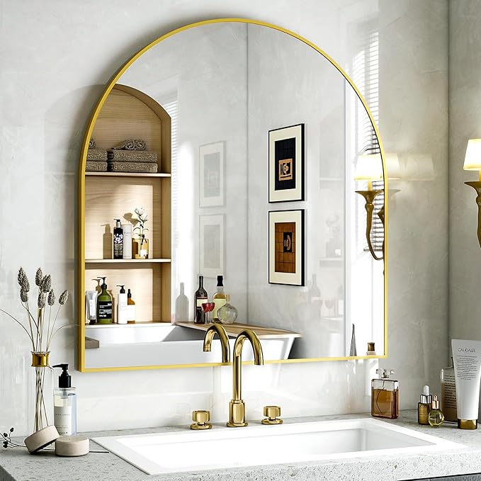Arched Bathroom Mirror, 32x34 Inch - Image 3
