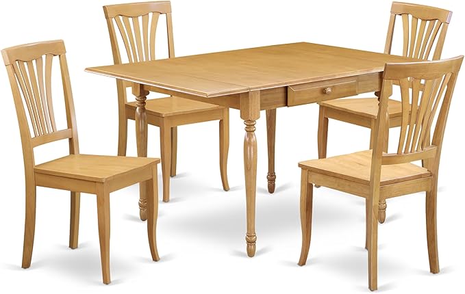 East West Furniture MZAV5-OAK-W 5 Piece Dining Set Includes a Rectangle Dining by EastWestFurniture