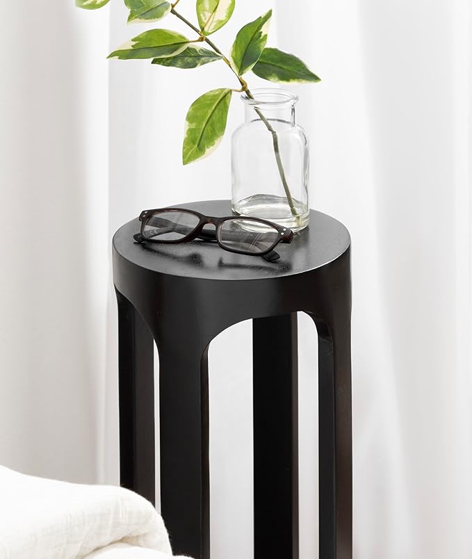 Kate and Laurel Dahl Modern Wooden Round Drink Table; 8 x 23; Black; - Image 4