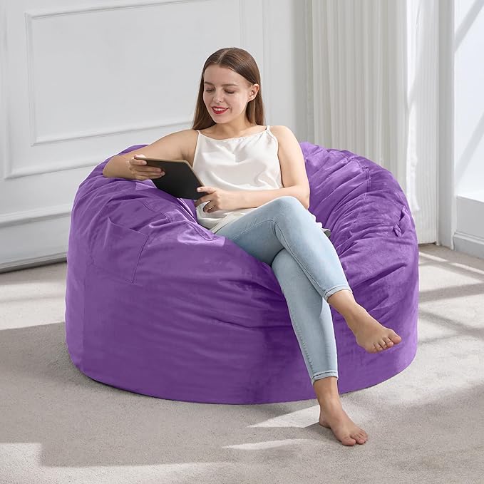 Hobestluk 3FT Bean Bag Chair Giant Bean Bag Chairs by YourHomeDeservesMore