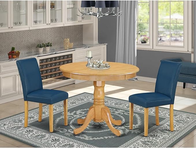 East West Furniture ANAB3-OAK-55 3 Piece Kitchen Table & Chairs Set Contains a - Image 6