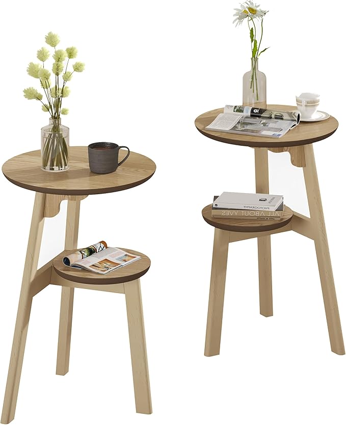 ChooChoo Round End Table Set of 2, Narrow Side Table by ChooChoo