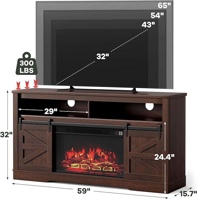 YESHOMY Fireplace TV Stand for Television up to 65+ Inch - Image 7