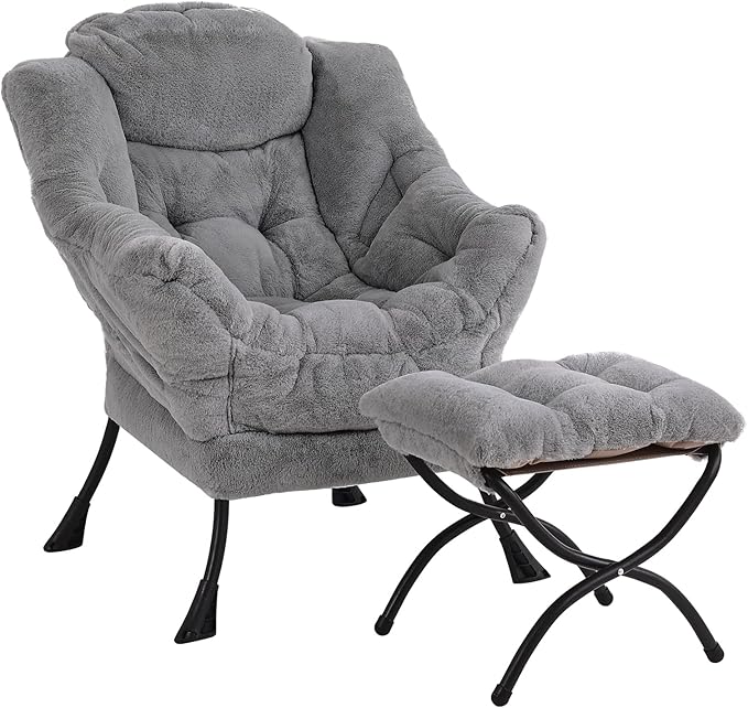 LITA Lazy Chair with Ottoman, Modern Accent Leisure Upholstered Sofa, by LITA