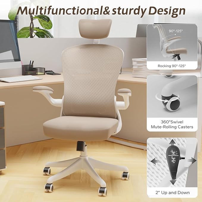Ergonomic Office Chair with Adjustable Lumbar Support & Flip-Up Armrests - Image 5