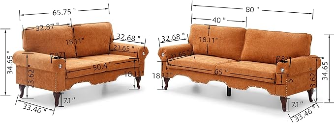 2 Piece Sectional Sofa Set, 2+3 Seat Convertible Couch - Image 2