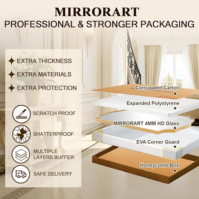 Gold Bathroom Mirror, Irregular Wall Mirror, Asymmetrical Mirror - Image 9