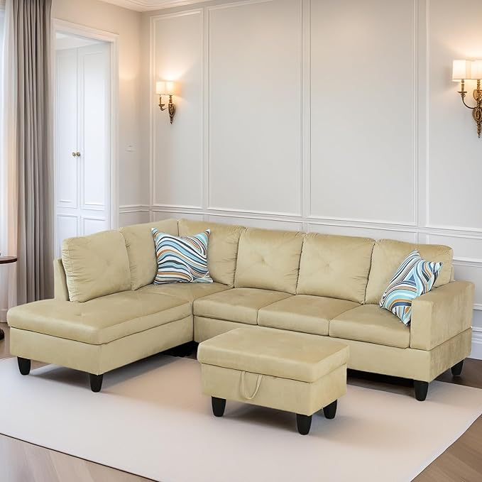 L Shaped Sectional Couch Sofa, Modern Couches by FONTOI