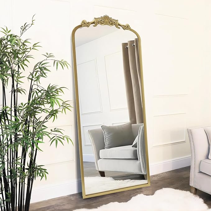 AIXI HOME Arched Gold Antique Full Length Mirror, Baroque Inspired Home Decor - Image 8